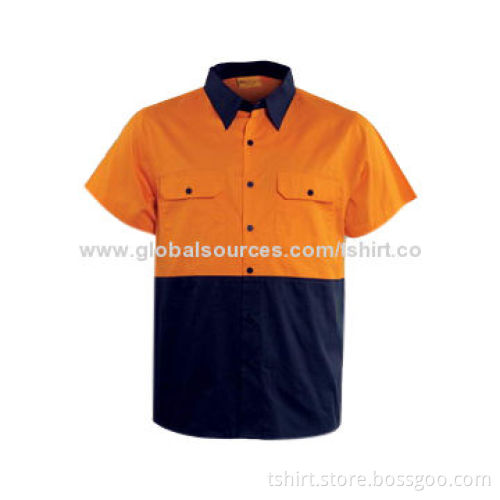 Hi Vis Cotton Drill Work Shirt